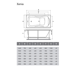 Ванна акриловая Relisan Xenia 170x75 купить в интернет-магазине Sanbest