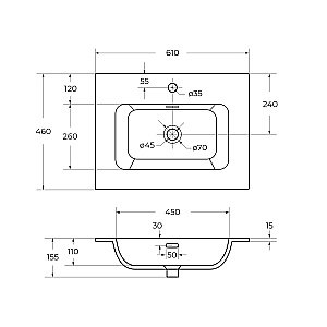Тумба с раковиной Cezares DUET-N 60 DUET-N-600-2C-SO-BL+CZR-8073-60 Bianco Lucido для ванной в интернет-магазине Sanbest