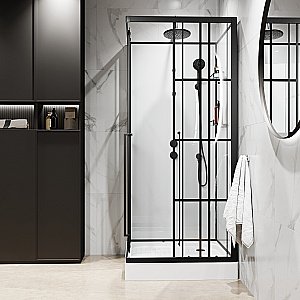 Душевая кабина Niagara Standart ST90/15Q/KL/BKT 90х90 стекло прозрачное/профиль черный матовый купить в интернет-магазине Sanbest