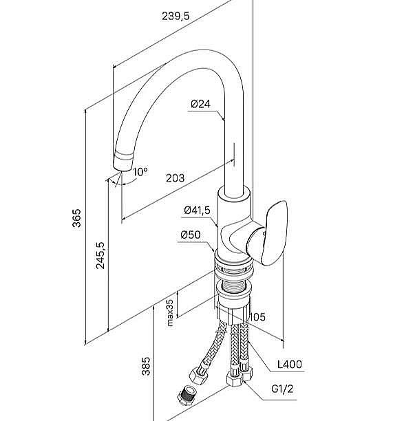Смеситель для кухни Milardo Rora RORBNFJM05 хром купить в интернет-магазине сантехники Sanbest