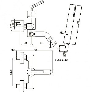 Смеситель для ванны PAINI Pixel 81CR100NEWKM хром купить в интернет-магазине сантехники Sanbest