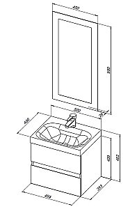 Тумба с раковиной Aquanet Беркли 302347 50 белый глянец для ванной в интернет-магазине Sanbest