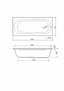 Ванна акриловая Cezares PIAVE-170-75-42-W37 купить в интернет-магазине Sanbest