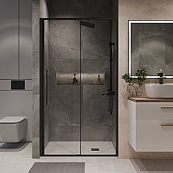 Душевая дверь Niagara Nova NG-84-12AB 120 стекло прозрачное/профиль черный матовый купить в интернет-магазине Sanbest