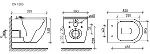 Унитаз подвесной Ceramica Nova Mia Rimless CN1805 безободковый, с крышкой микролифт купить в интернет-магазине Sanbest