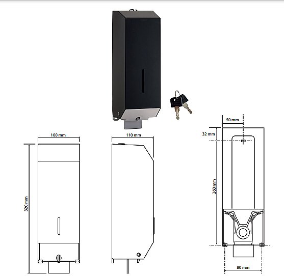 Диспенсер Bemeta Hotel 105109410 черный матовый/нержавеющая сталь купить в интернет-магазине сантехники Sanbest