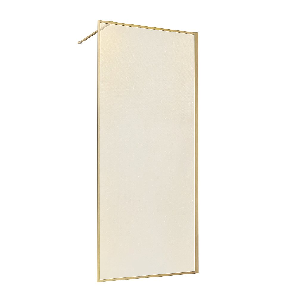 Душевая перегородка Vincea Walk-In VSW-1HP120GWBG 120 профиль брашированное золото/стекло ламинированное с золотыми нитями купить в интернет-магазине Sanbest