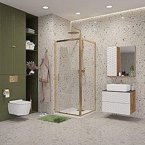 Душевой уголок Niagara Nova 90х100 стекло прозрачное/профиль холодное золото купить в интернет-магазине Sanbest