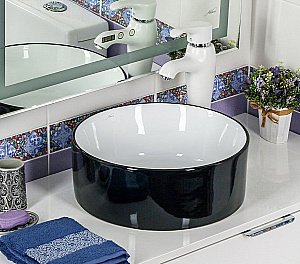 Раковина Melana 7078ABW-805 черно-белая купить в интернет-магазине Sanbest