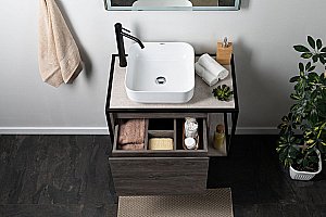 Тумба с раковиной Aquanet Nova Lite Loft 75 L/R дуб рошелье для ванной в интернет-магазине Sanbest