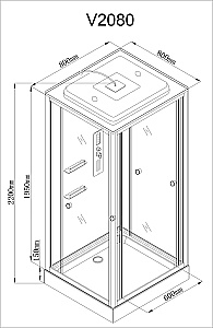 Душевая кабина AvaCan V Серия V2080LED 80х80 с гидромассажем, с подсветкой купить в интернет-магазине Sanbest