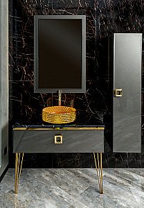 Консоль с раковиной и столешницей Armadi Art LUCIDO 770-100-GR 100 глянцевый графит для ванной в интернет-магазине сантехники Sanbest