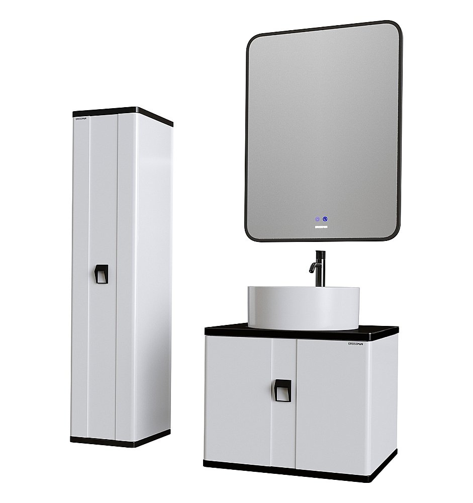 Пенал подвесной Grossman Норма 30 303012 белый глянцевый для ванной в интернет-магазине сантехники Sanbest