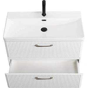 Тумба с раковиной Belbagno DUE 80 Bianco Lucido ручки в комплекте, белая глянцевая для ванной в интернет-магазине Sanbest