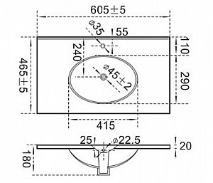 Раковина Ceramalux N 60,5 9060F белая купить в интернет-магазине Sanbest