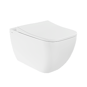 Унитаз подвесной VitrA Shift 9855B003-7206 с инсталляцией, с сиденьем микролифт, безободковый, белый/клавиша хром купить в интернет-магазине Sanbest