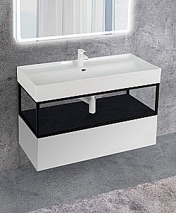 Консоль с раковиной Cezares Cadro 80 с 1 ящиком белая для ванной в интернет-магазине сантехники Sanbest