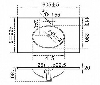 Раковина Ceramalux N 60,5 9060F белая купить в интернет-магазине Sanbest