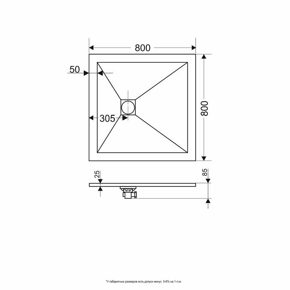 Душевой поддон RGW ST-G Stone Tray 100x100 купить в интернет-магазине Sanbest