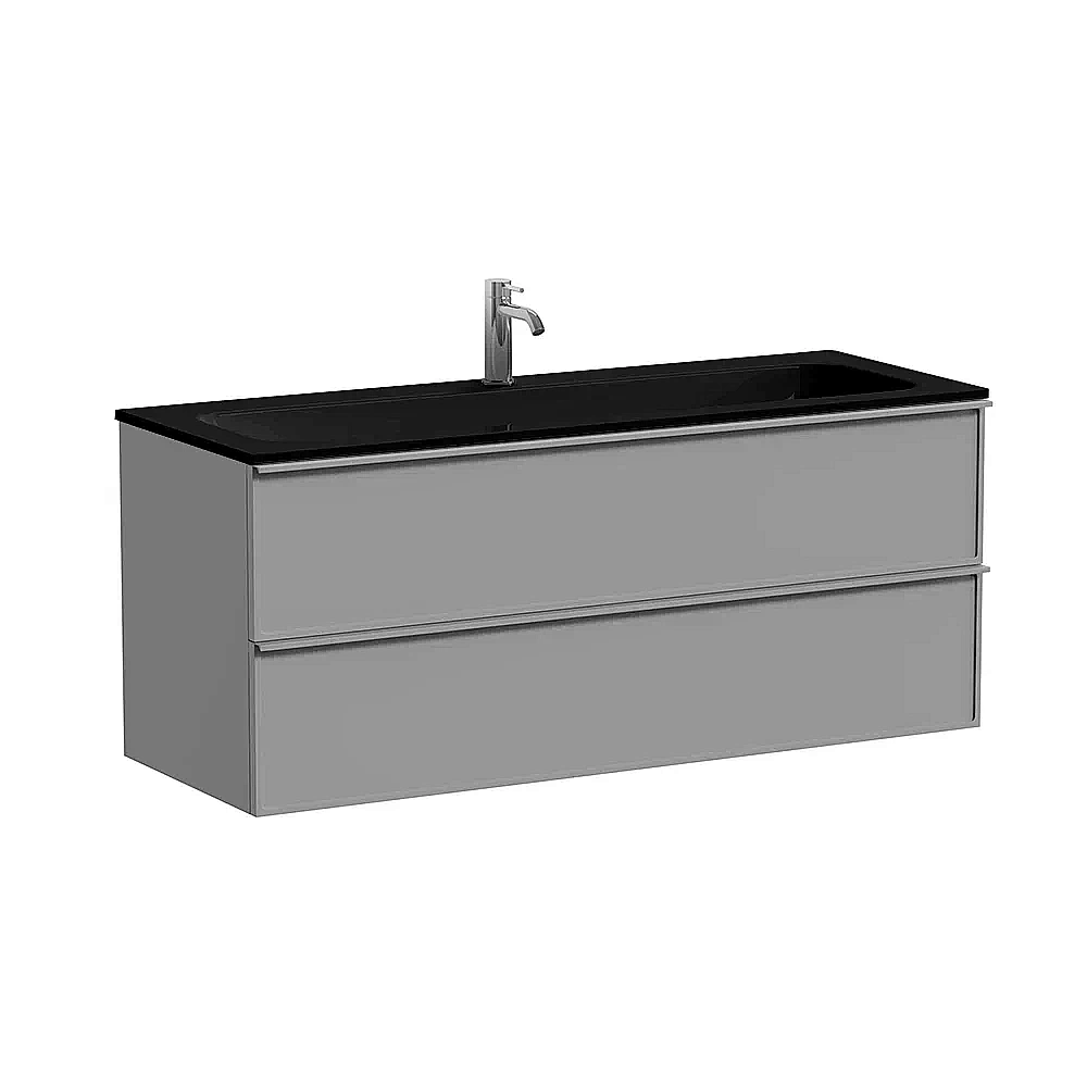 Тумба с раковиной Sancos Velta 120 VL120WG+CN7017MB теплый серый матовая/раковина черная матовая, с отверстием для ванной в интернет-магазине Sanbest