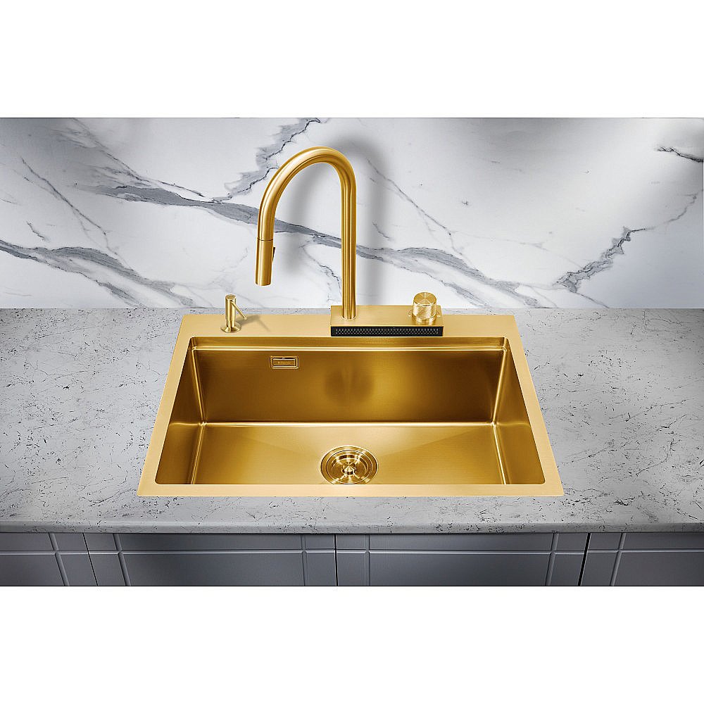 Мойка кухонная Milacio Denia 68 Steel MC.77418 золото купить в интернет-магазине сантехники Sanbest