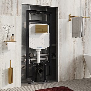 Инсталляция для унитаза WasserKraft Dinkel 58TLT.010.ME.MG04 с кнопкой матовое золото купить в интернет-магазине сантехники Sanbest