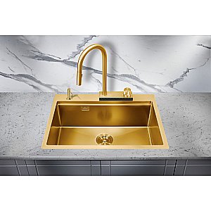 Мойка кухонная Milacio Denia 68 Steel MC.77418 золото купить в интернет-магазине сантехники Sanbest