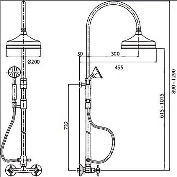 Душевая система Cezares NOSTALGIA-CD-01 хром/ручка белая купить в интернет-магазине сантехники Sanbest