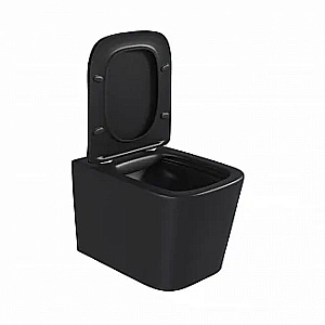 Унитаз подвесной BAS KVADRO BLACK безободковый, с крышкой микролифт, черный купить в интернет-магазине Sanbest