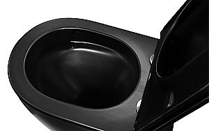 Унитаз подвесной Azario Grado AZ-0046-UQ3-MB черный матовый, безободковый, с крышкой микролифт, слив торнадо купить в интернет-магазине Sanbest