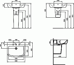 Раковина на полупьедестале Ideal Standard Tempo 60 T056401 белая купить в интернет-магазине Sanbest