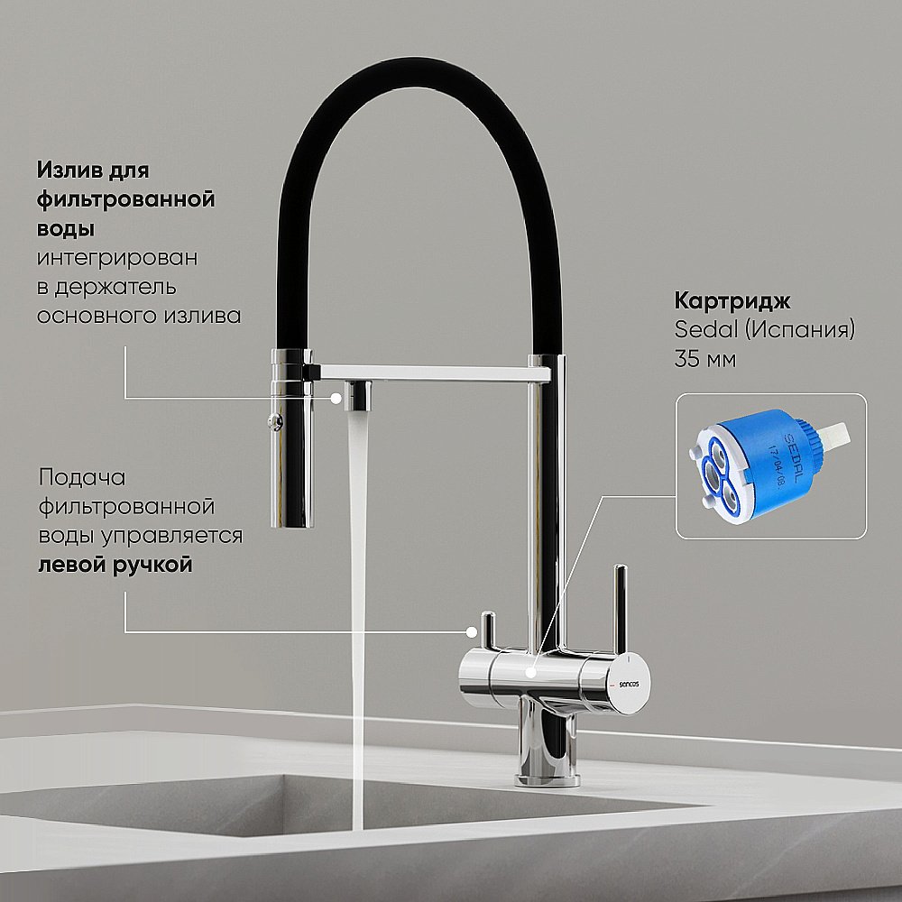 Смеситель для кухни Sancos Imola SC4010CH хром купить в интернет-магазине сантехники Sanbest