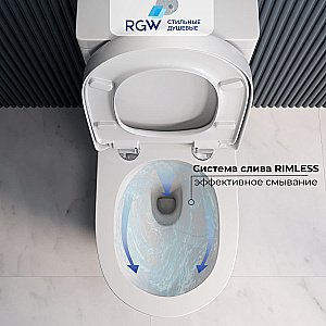 Унитаз моноблок RGW SW-05 67420105-01 белый, безободковый, с крышкой микролифт купить в интернет-магазине Sanbest