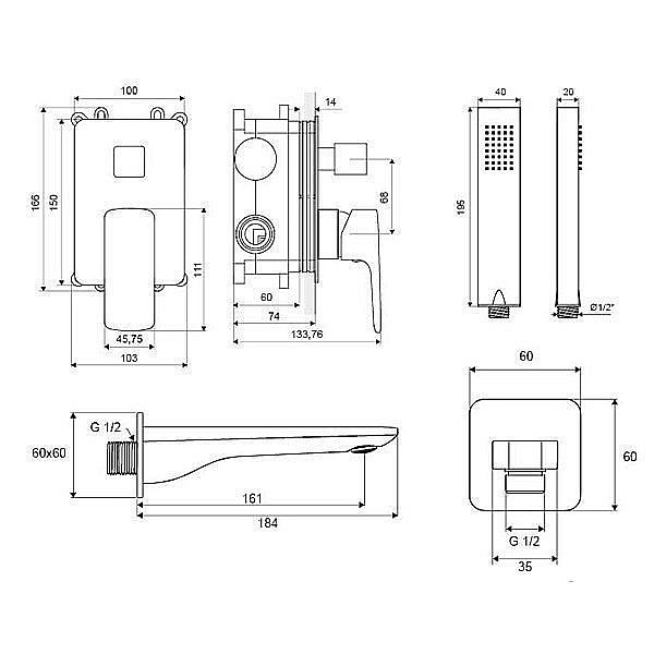 Смеситель для ванны с душем Excellent Keria 2025 CR купить в интернет-магазине сантехники Sanbest