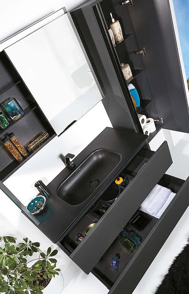 Зеркальный шкаф Armadi Art Vallessi антрацит матовый 100 купить в интернет-магазине сантехники Sanbest