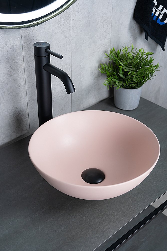 Раковина накладная Gid 9081pkm розовая матовая купить в интернет-магазине Sanbest