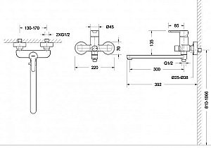 Смеситель для ванны Bravat STREAM F63783C-L купить в интернет-магазине сантехники Sanbest