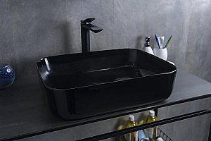 Раковина накладная Gid Geometrico 50 BL1304 53351 черная купить в интернет-магазине Sanbest