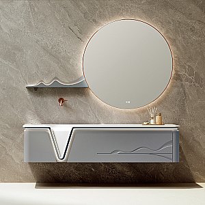 Тумба с раковиной Black&White Gravity V-2400 180 серая для ванной в интернет-магазине Sanbest