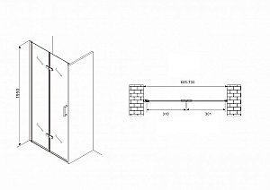 Душевая дверь ABBER Zart AG08070P 70 стекло прозрачное/профиль хром купить в интернет-магазине Sanbest