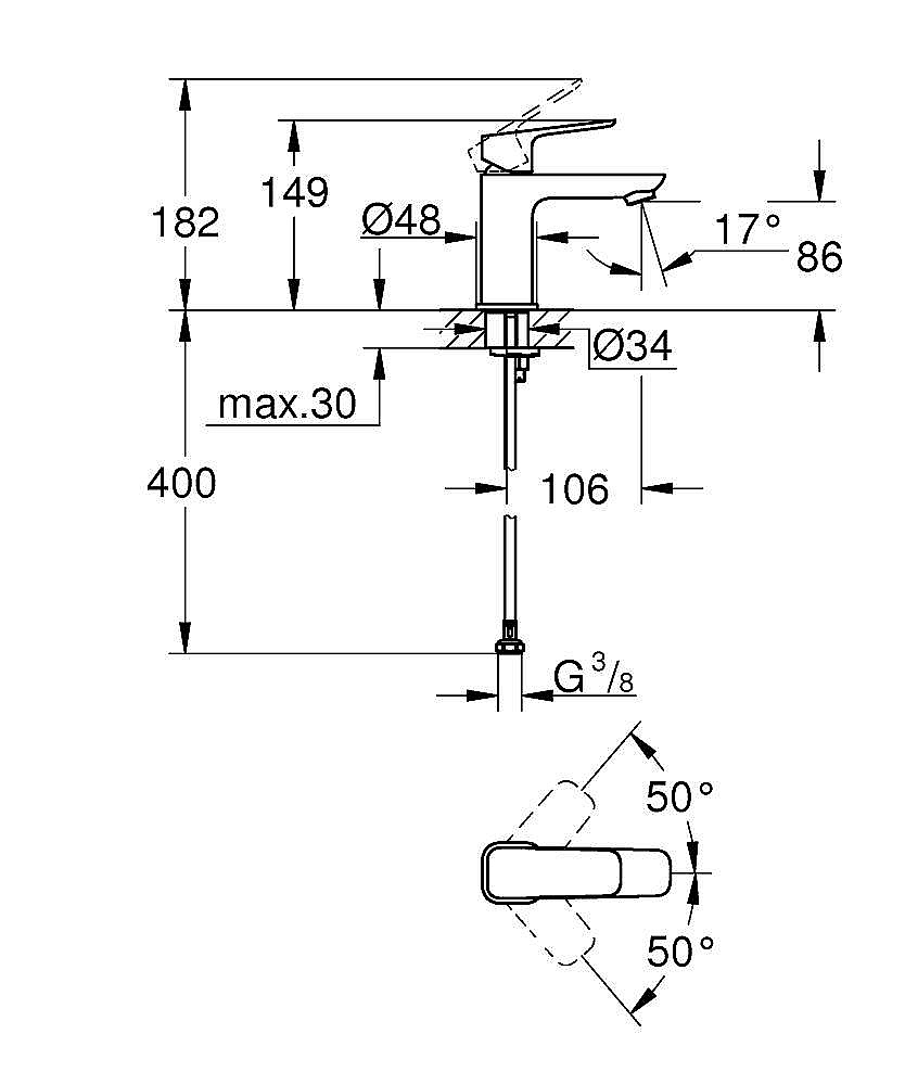 Смеситель для раковины GROHE Cubeo 1016990000 хром купить в интернет-магазине сантехники Sanbest