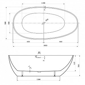 Ванна акриловая Abber 180х90 AB9211-1.8 белая купить в интернет-магазине Sanbest