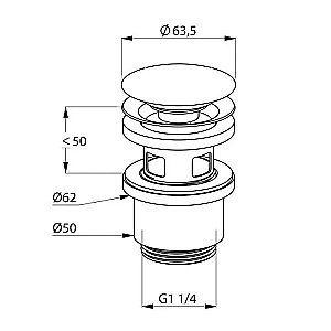 Донный клапан Push-Open Kludi 104240500 купить в интернет-магазине сантехники Sanbest