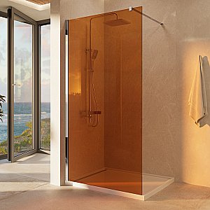 Душевая перегородка Vincea Walk-In VSW-1H900GS 90 профиль хром/стекло янтарь купить в интернет-магазине Sanbest