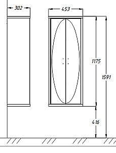 Пенал подвесной Опадирис Ибица 45 белый/золото для ванной в интернет-магазине сантехники Sanbest