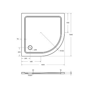Душевой поддон Cezares TRAY-M-R-35-W 100х100 купить в интернет-магазине Sanbest