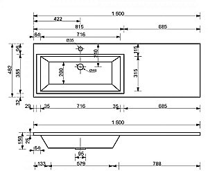 Тумба с раковиной Эстет Dallas Luxe 150 напольная 2 ящика для ванной в интернет-магазине Sanbest