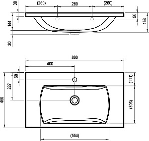 Тумба с раковиной и зеркалом Ravak SET CLASSIC II 80 70508057 белая глянцевая для ванной в интернет-магазине Sanbest