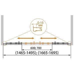 Шторка для ванны Cezares PRATICO-VF-2 150х140 купить в интернет-магазине Sanbest