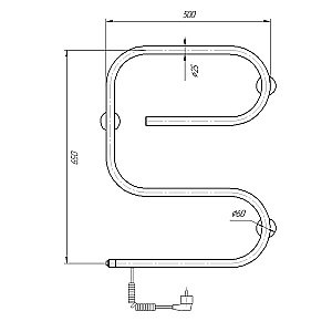 Полотенцесушитель электрический Domoterm Е-образный DMT 105-25 50x65 EK хром купить в интернет-магазине сантехники Sanbest